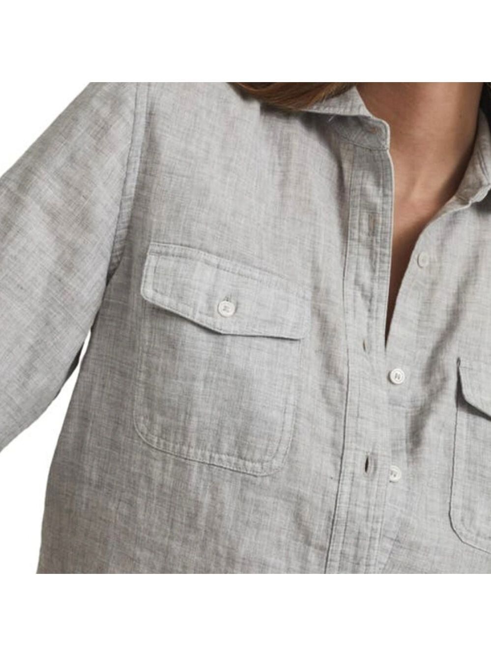 REISS grey Mimi casual button down long sleeve shirt size 14 - Picture 9 of 10
